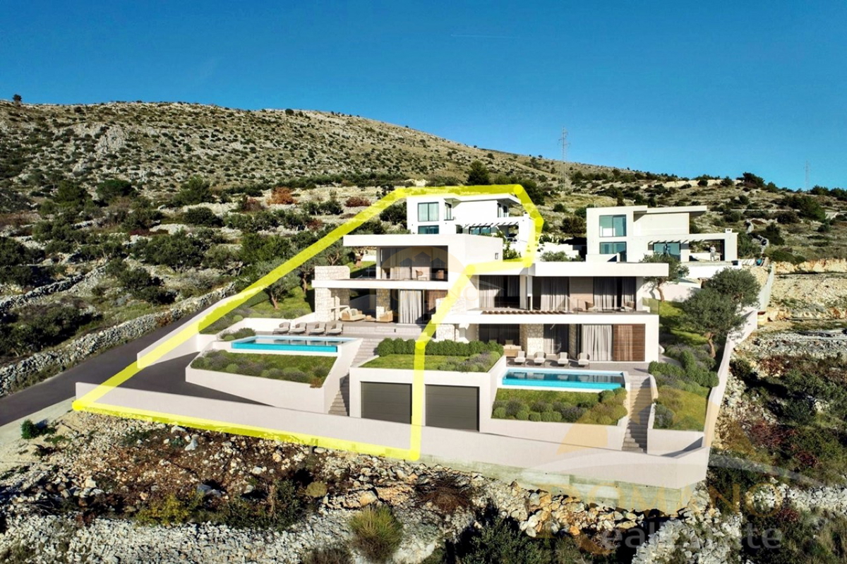 Moderna dvojna vila z infinity bazenom in panoramskim razgledom – Seget Gornji